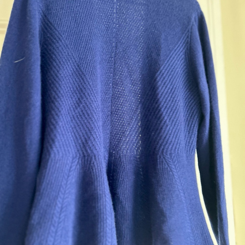 Isaac Mizrahi 100% cashmere Royal Blue Open Cardigan Size L - Picture 9 of 14